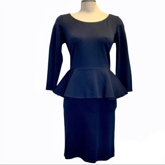 ALICE + Olivia Employed Navy blue peplum dress 10 - Picture 3 of 13